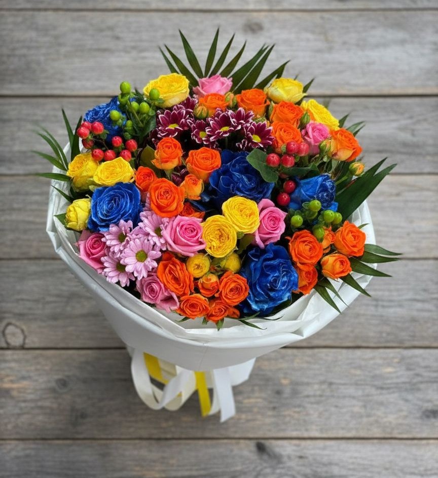 Букет цветов из: Розы и Хризантемы в Новочебоксарске