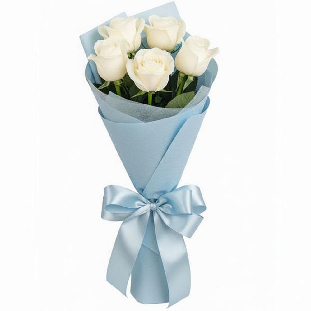 Букет 5 Белых роз Проуд в Новочебоксарске