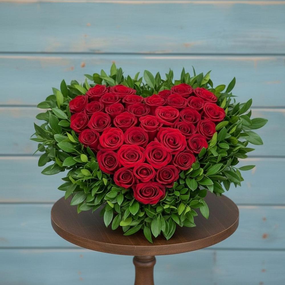 Цветочная композиция из Розы в виде сердца в Новочебоксарске