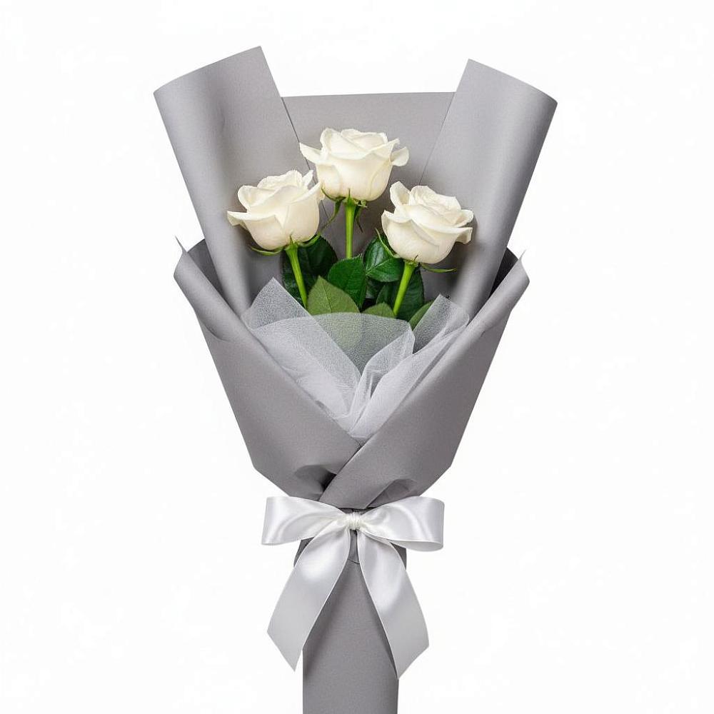 Букет 3 белые розы в Новочебоксарске