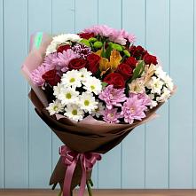 Букет цветов из:  Розы, Хризантемы и Альстромерии в Новочебоксарске