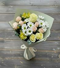 Букет цветов из:  Альстромерии, Розы и Хризантемы в Новочебоксарске