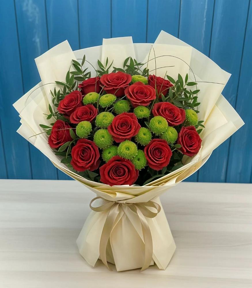 Букет цветов из: Розы и Хризантемы в Новочебоксарске